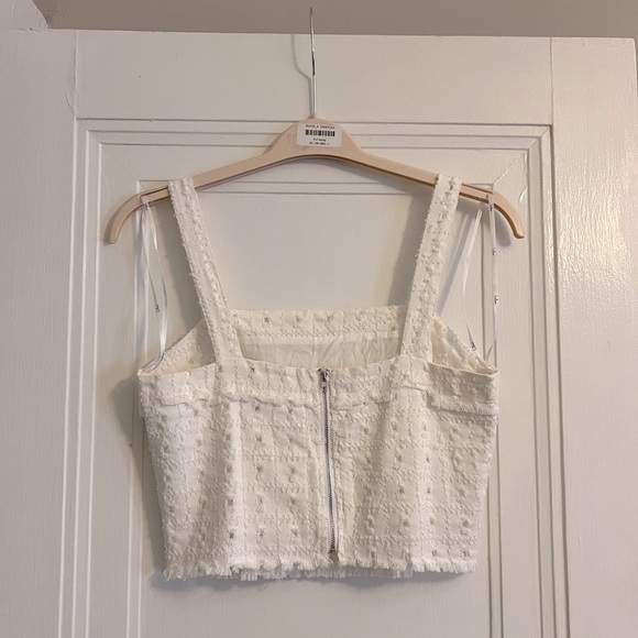 Lulu’s Downtown White Distressed Denim Sleeveless Crop Top - Picture 6 of 6